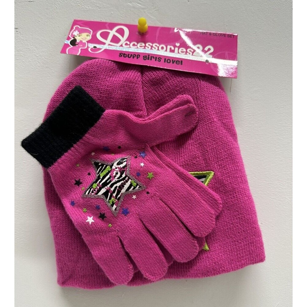 Accessories 22 Girls  One size pink hat and matching gloves set